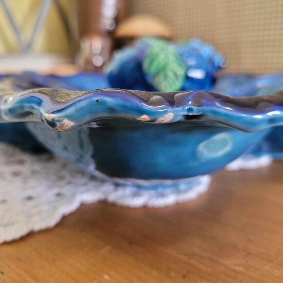 Inarco Mood Indigo Vintage Ceramic Serving Tray - Blue Fruits - Picture 12 of 13